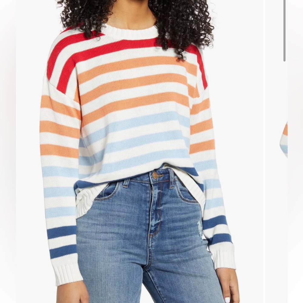 Mink Pink Rainbow Striped Crew Neck Sweater